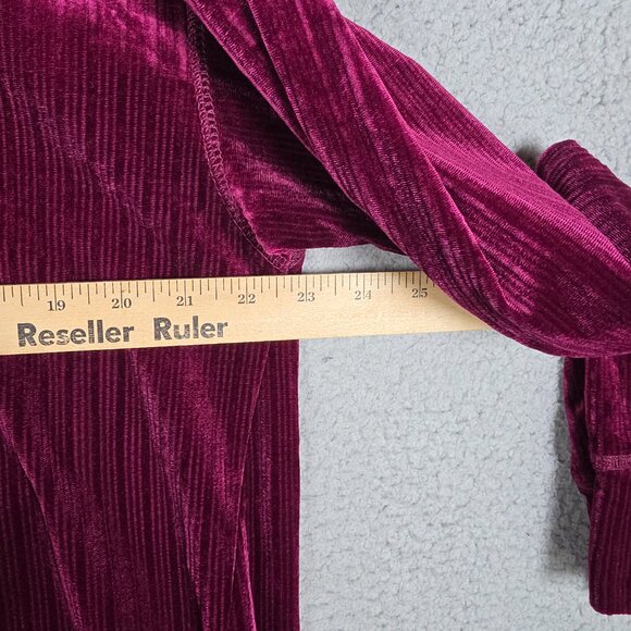 Zac And Rachel Sweater Womens Size Large Loose Crew Burgundy Velvet Longsleeve - Picture 6 of 11
